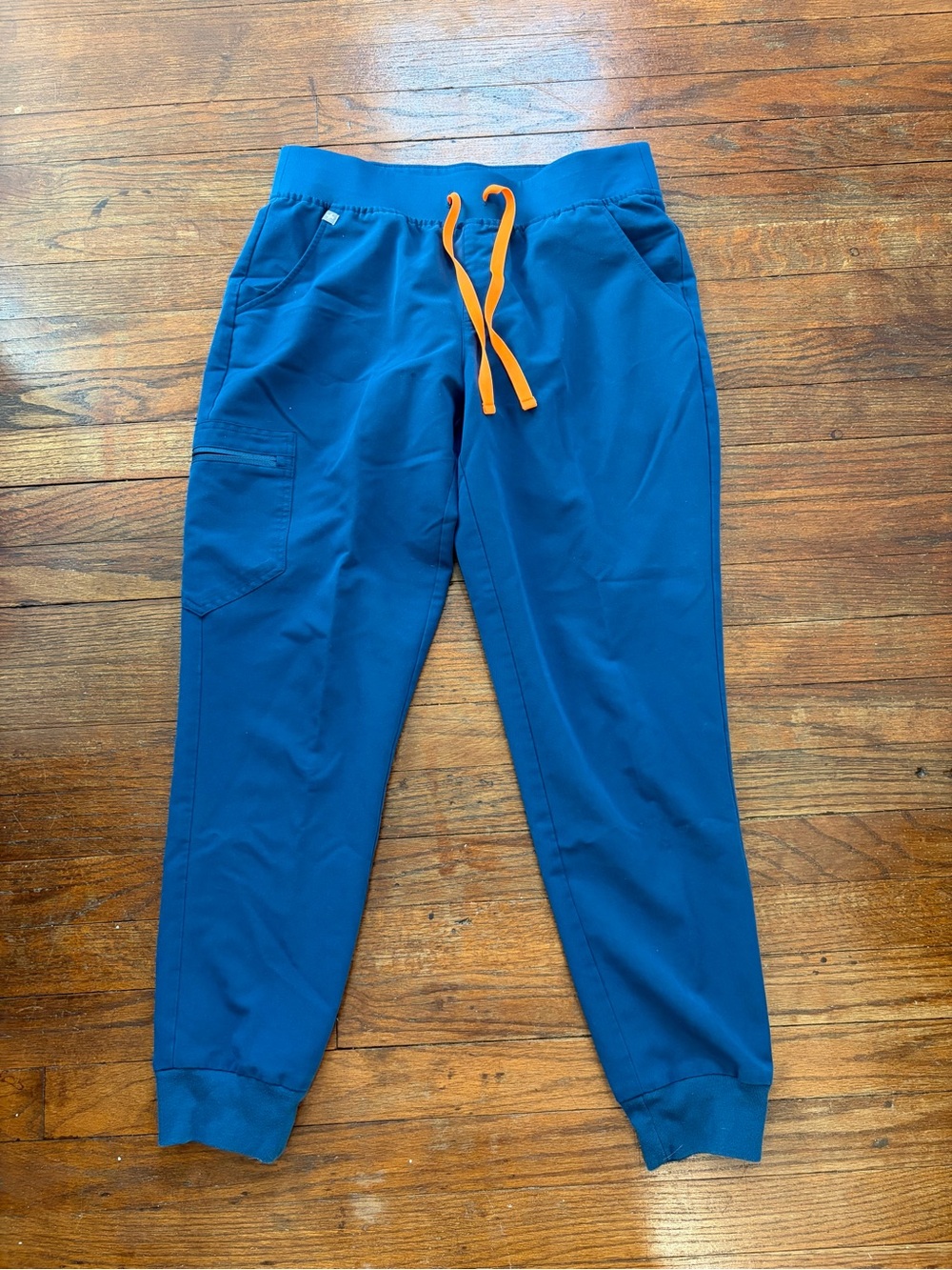 Figs Blue Jogger Pants with Orange Drawstring